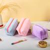 1Pc Cosmetic Travel Fleece Fabric Solid Color Wash Bag Make Up Pouch Storage Case Women's Toiletry Bag