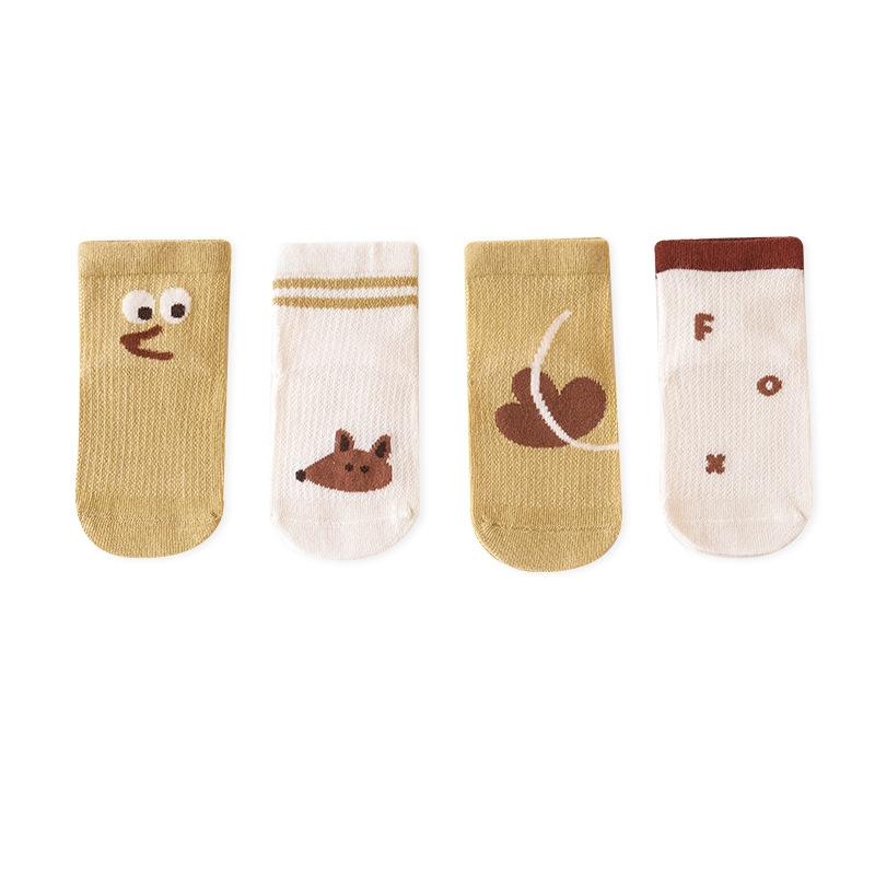 

4 пары/лот, детские носки для мальчиков и девочек от 0 до 8 лет, хлопковые сетчатые мягкие детские носки, летние тонкие носки для малышей для девочек и мальчиков S