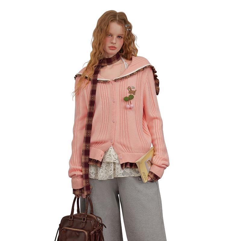 

UNIFREE Sweet Retro Color Block Knit Top S