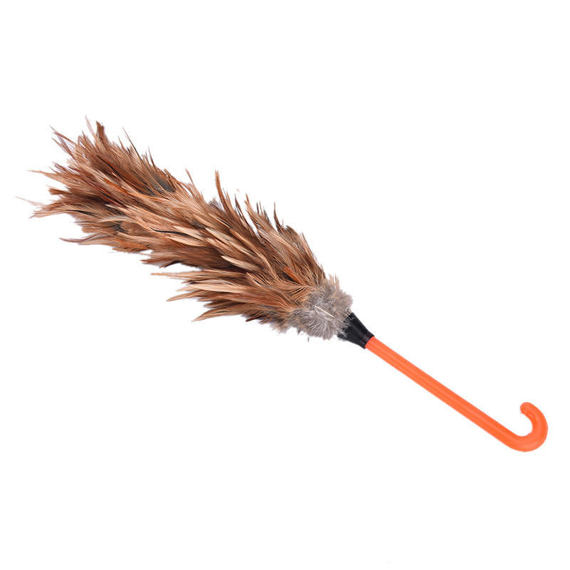 Feather Fur Brush Duster Dust Cleaning Tool Plastic Hooked Handle 45Cm