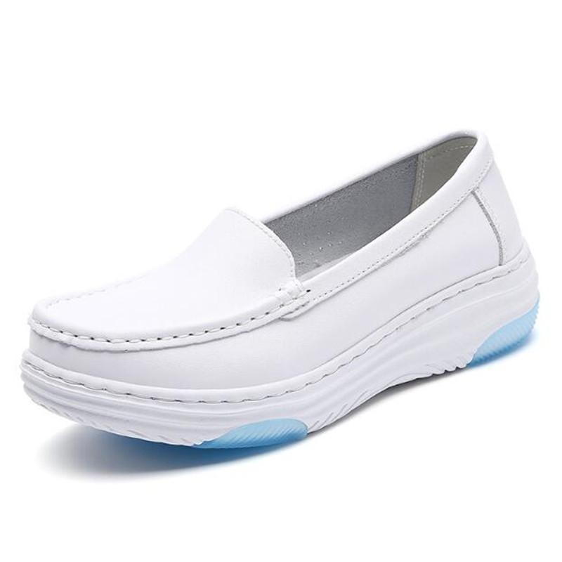 Women Walking Shoes Sneakers Comfortable Breathable Nurse White Slip-On Shoes Lightweight Female Platform Flats Footwear Casual