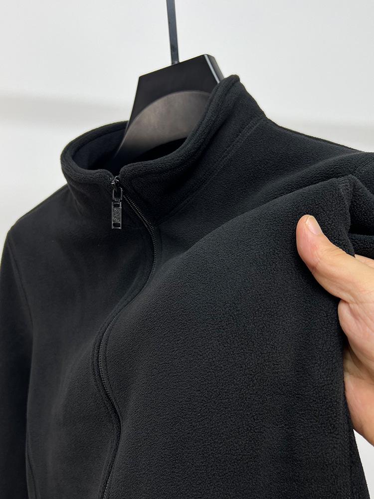 Men's Stand Collar Zipper Cardigan Jacket - 2025 Autumn/Winter Solid Color Warm Fleece