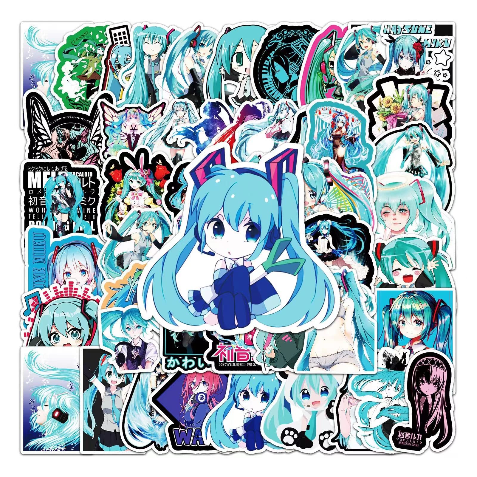 

Наклейки для Hatsune Miku 50 шт. Милые наклейки в стиле аниме Водонепроницаемые наклейки Наклейки на чемоданы, велосипедные шлемы Наклейки на фото Наклейки на блокноты Наклейки-чешуйки