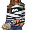 Halloween Serie 3D Digital bedrucktes Damen Harajuku Style Casual Rundhals Langarm T-Shirt
