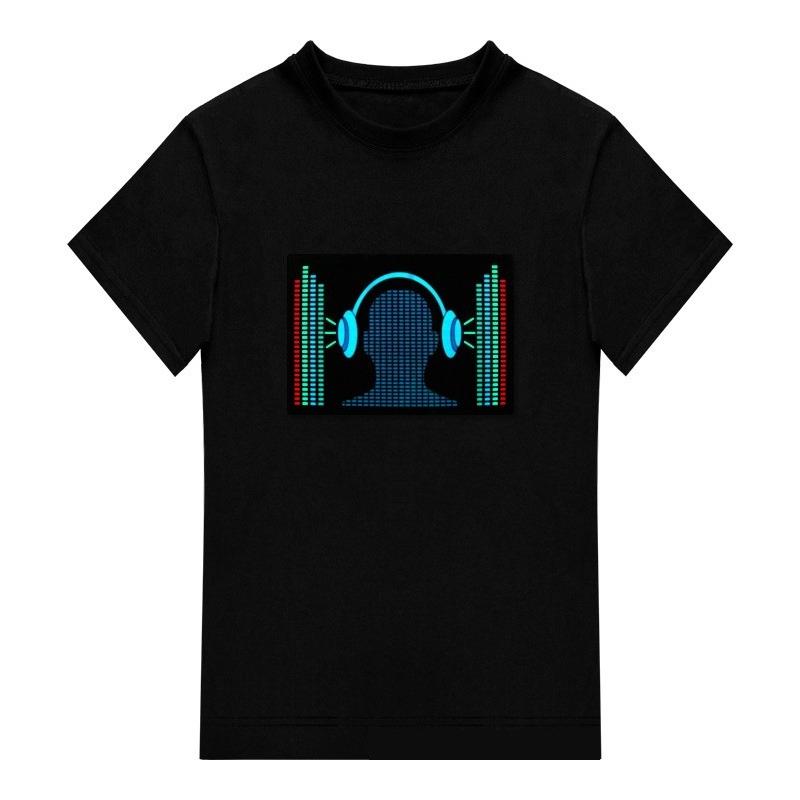 2025 Nové Vysoce Kvalitní Pánské Bavlněné LED Tričko Ekvizér Zvukem Aktivované EL Tričko Úžasné Osvětlení LED Tričko Hlasové Ovládání