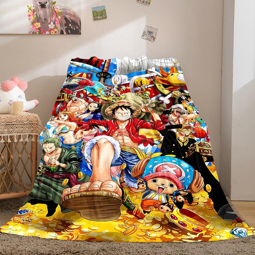 One Piece Anime Luxury Flannel Lightweight Blanket Home Decor Sofa Bed Travel Cover Family Gift LXR139