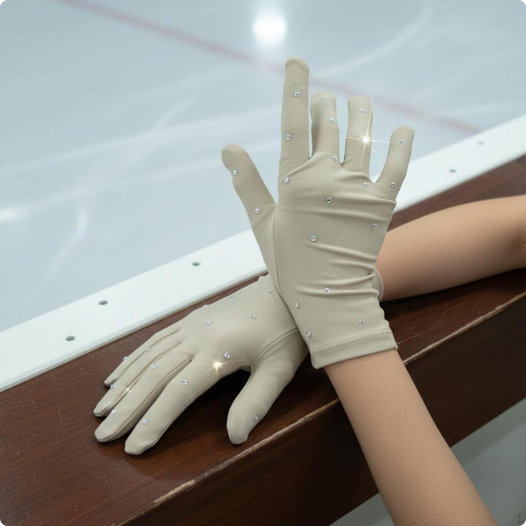 Thermal Figure Skating Gloves Comfortable Rhinestone Elegant Performance Gear for