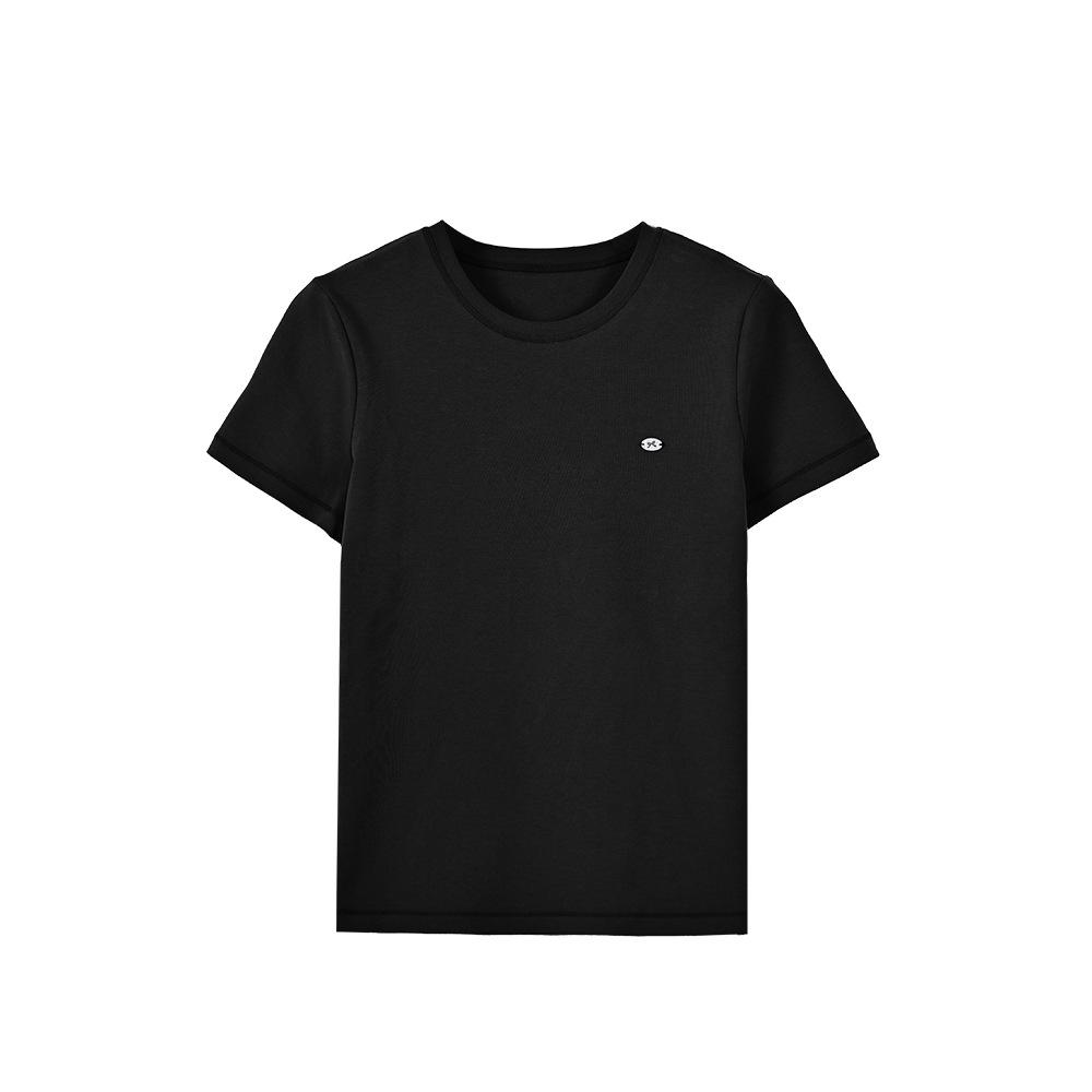 

ABOUTSEA 2025 Женская летняя хлопковая футболка: Корейский стиль, Универсальный однотонный, Повседневный круглый вырез, Топ с коротким рукавом. Medium