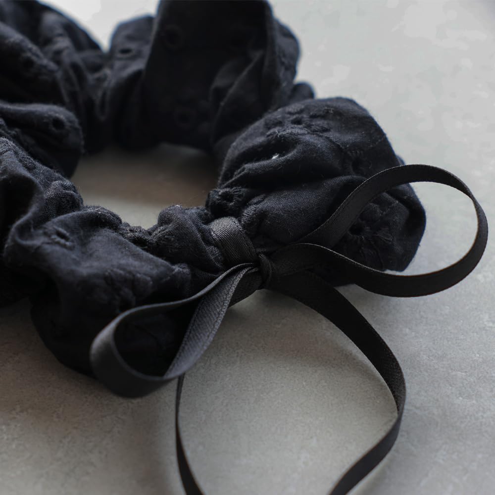 JewelVOX Scrunchie Hair Long Ribbon Hair Simple Cute and Stylish Tie, Women's Accessory, Cotton, (Black)