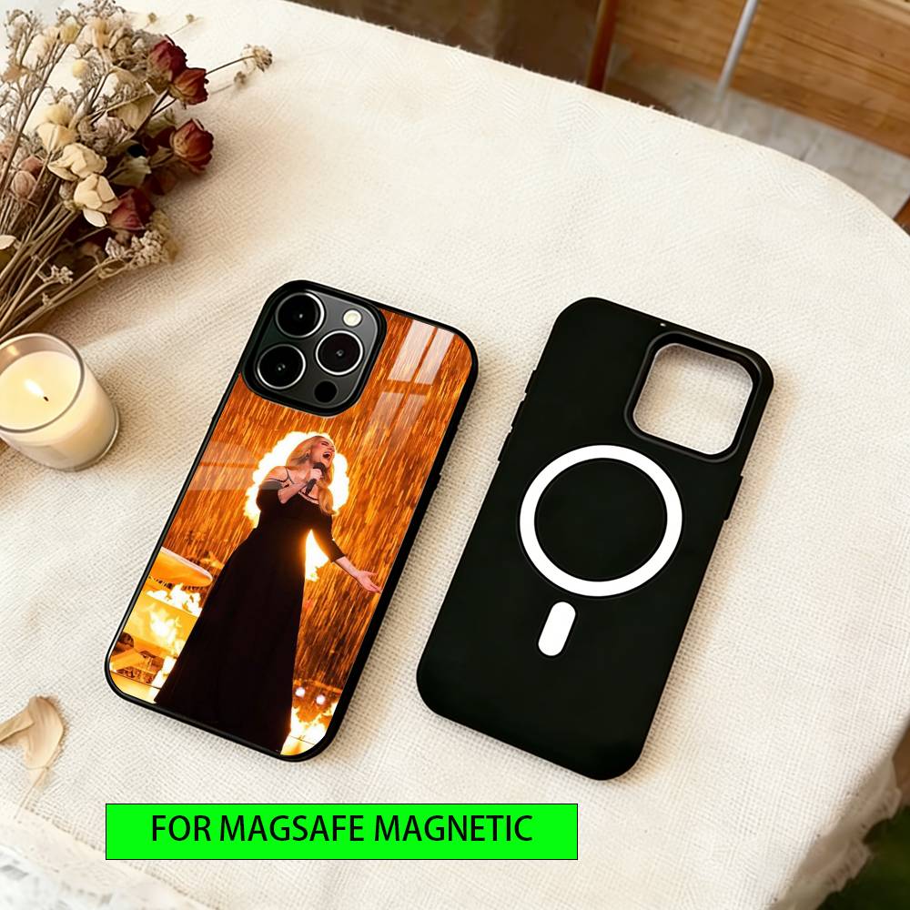 Adele Adkins zangeres Telefoonhoesje Voor iPhone17,16,15,14,13,12,11 Plus,Pro Magnetisch met Magsafe Draadloos Opladen
