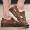 2024 New Beach Summer Men Sandals Genuine Leather Men Casual Shoes Classic Lightweight Roman Sandal Outdoor Fashion Men Slippers