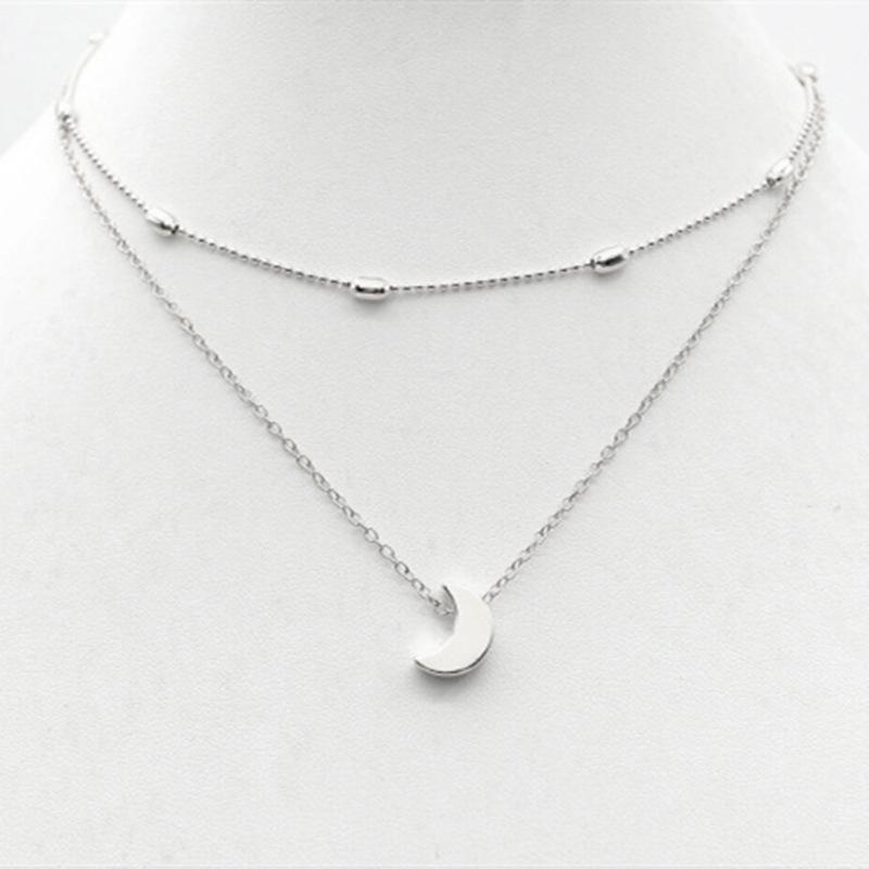 Simple and trendy women's street auction necklace, multi-layer copper peach heart star moon collarbone necklace