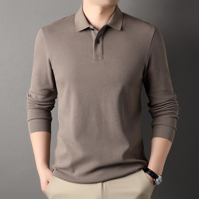 Fall Men's Long Sleeve Polo Shirt Men's Fashion Casual New Style Lapel Cotton Solid Color Men's T-shirt