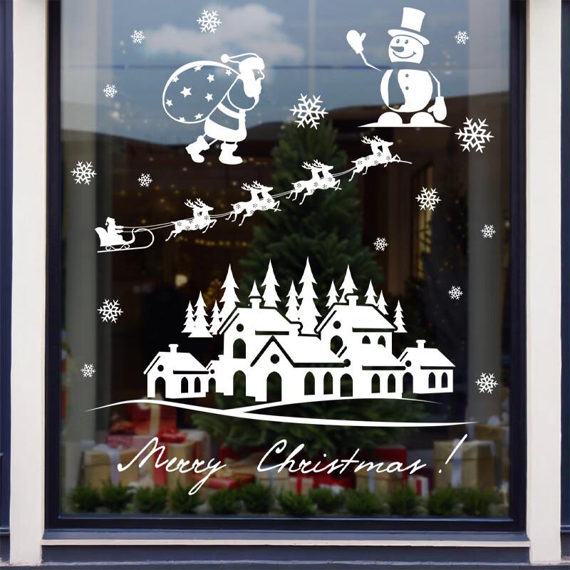 Christmas Santa & Reindeer Static Window Decal