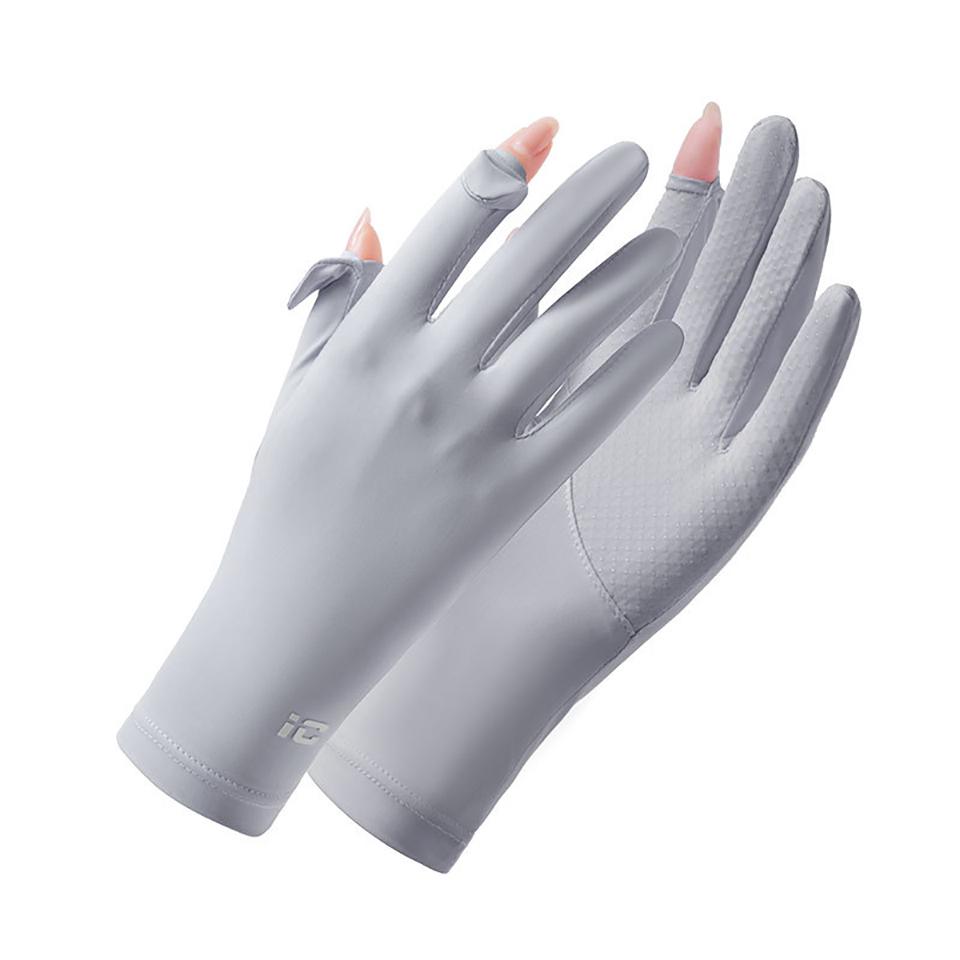 

Ice Feeling Cycling Gloves Sunscreen Anti Slip Open Finger Touch Screen Breathable for Outdoor Sports серый