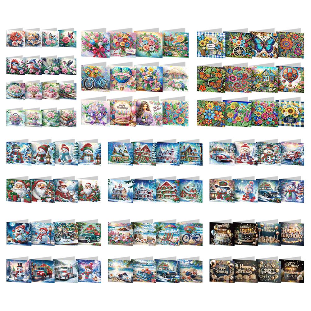 8/12 Stück Diamond Painting Grußkarte Handgemacht 5D Strasssteine Kunst Grußkarten Geburtstagskarte 5D Strasssteine Stickerei Kunstkarten Kits