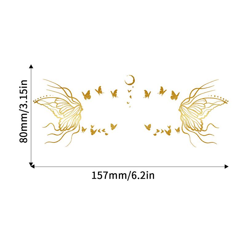 Face Tattoo Flash Gold Temporary Metalic Tattoos Waterproof Makeup Decals For Girls Party Festival Butterfly Glitter Stickers