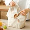 Versatile Canvas Insulated Lunch Bag with Zipper - Portable Storage Tote for Travel & Picnics, Easy-Clean Square Organizer Bag
