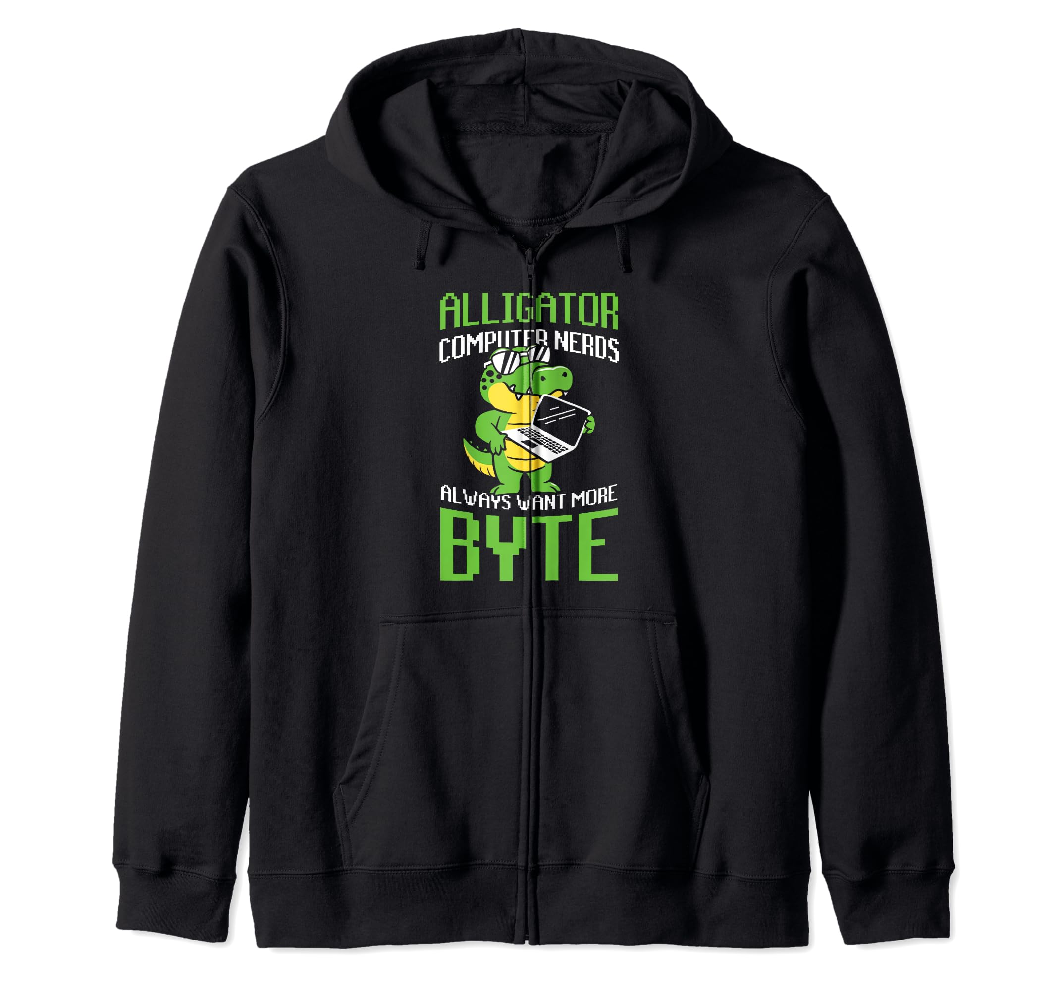 

Alligator Computer Alligator Fan Otaku Byte Zip Hoodie чёрный