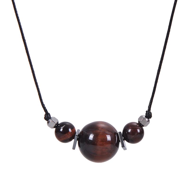 Náhrdelník s přívěskem Tygří oko a Ametystový obsidián, 16MM