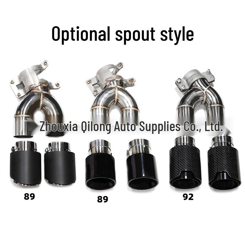 Compatible BMW 5 Series G30/G38 525/530/540 Quad Titanium Black Exhaust with M Logo Carbon Fiber Tailpipe.