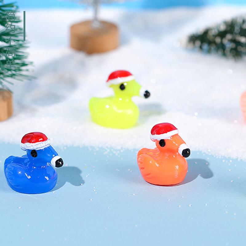 10Pcs/bag Cartoon Cute Christmas Flamingo Mini Model Micro Landscape Resin Crafts Desktop Decoration Fun DIY Decor Accessories