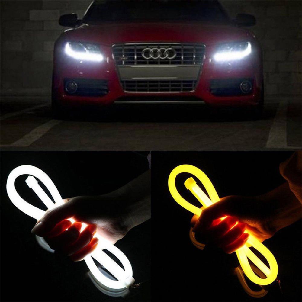 2 Pcs 60Cm Soft Flexible Car Flowing Led Light Strip Drl Turn Signal Lamps Dc12V