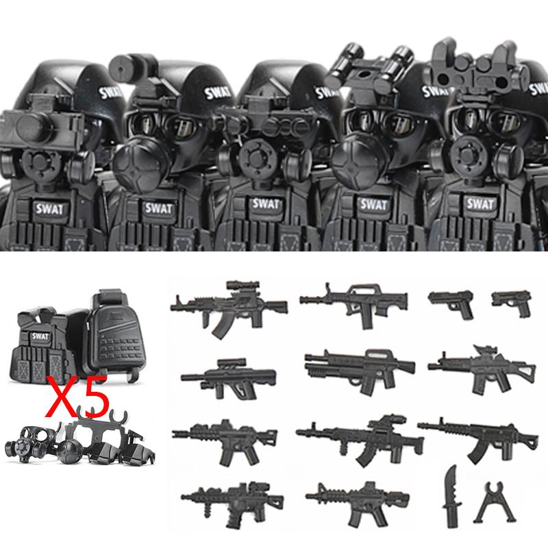 Militär Spezialkräfte Serie Bausteine Stadt Polizei Kommando SWAT Armee Soldat Figur Gasmaske Waffen Steine Spielzeug