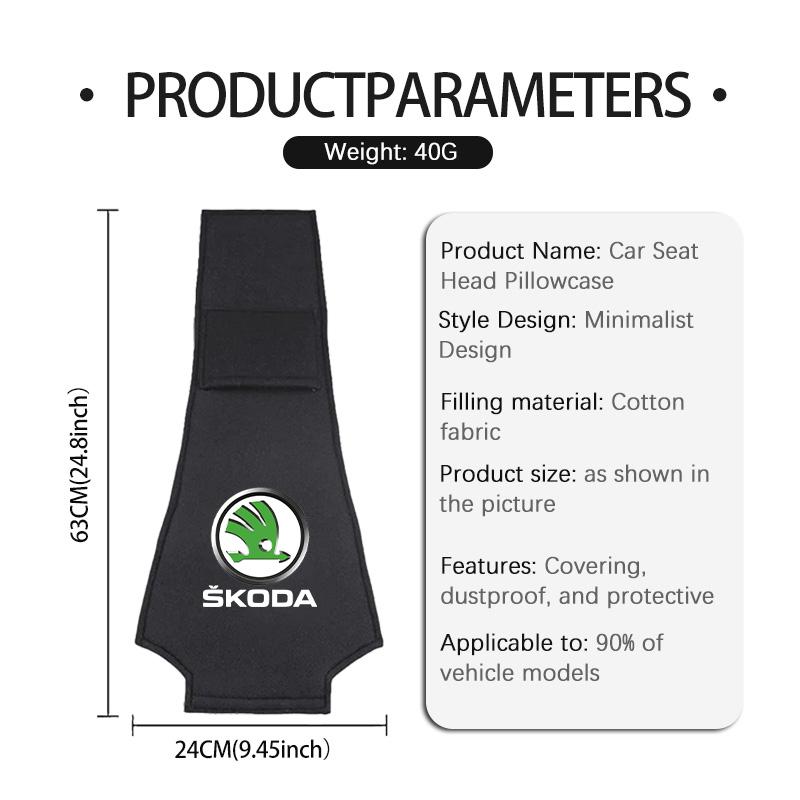 AAAJF1 Car Headrest Cover Universal Interior Accessories Fit For Skoda Kamiq Karoq Octavia 2 3 Rapid Scala Kami Fabia VII VRS