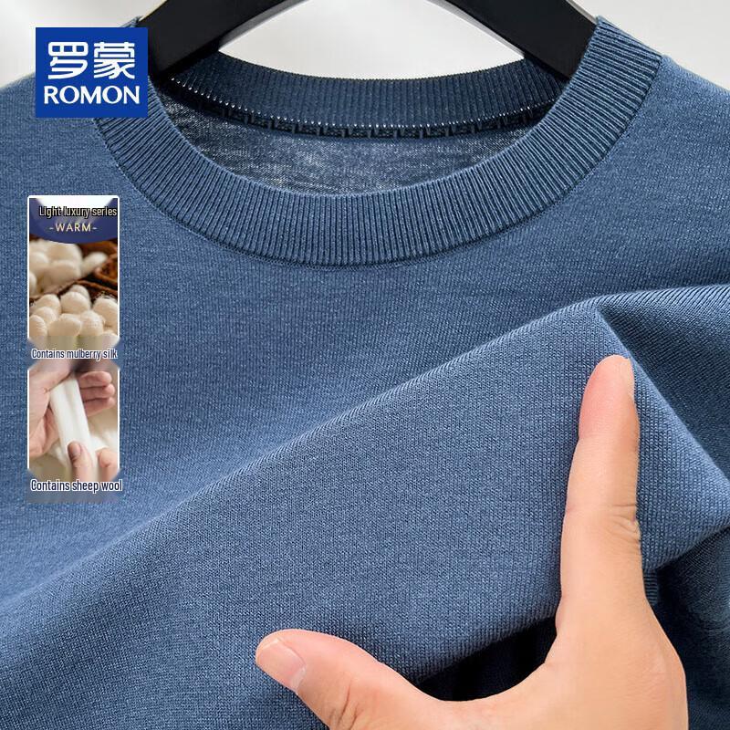 

Romon Men s Wool Blend Solid Round Neck Sweater L