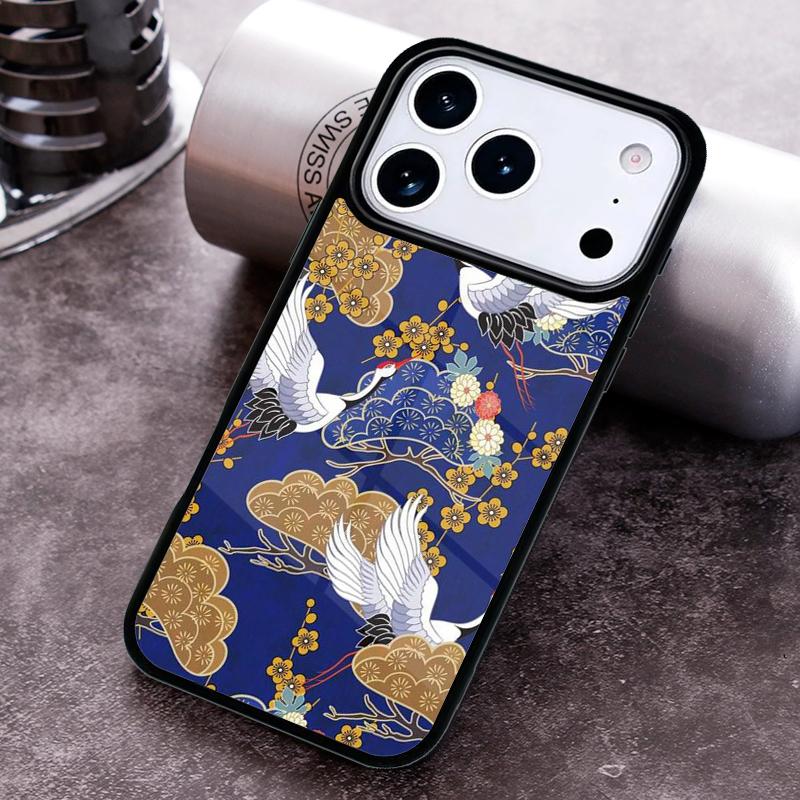 Art Crane Waves Phone Case For iPhone 17 16 15 14 13 12 11 Pro Max Plus 17Air Soft Silicone Cover