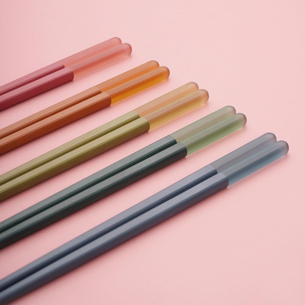 5 Pairs Reble Chopsticks, Multi-purpose Durable Household Plastic Cute Ice Fog Multicolor Chopsticks Non-Slip 9.5 inch/24cm for Family, Hotel,