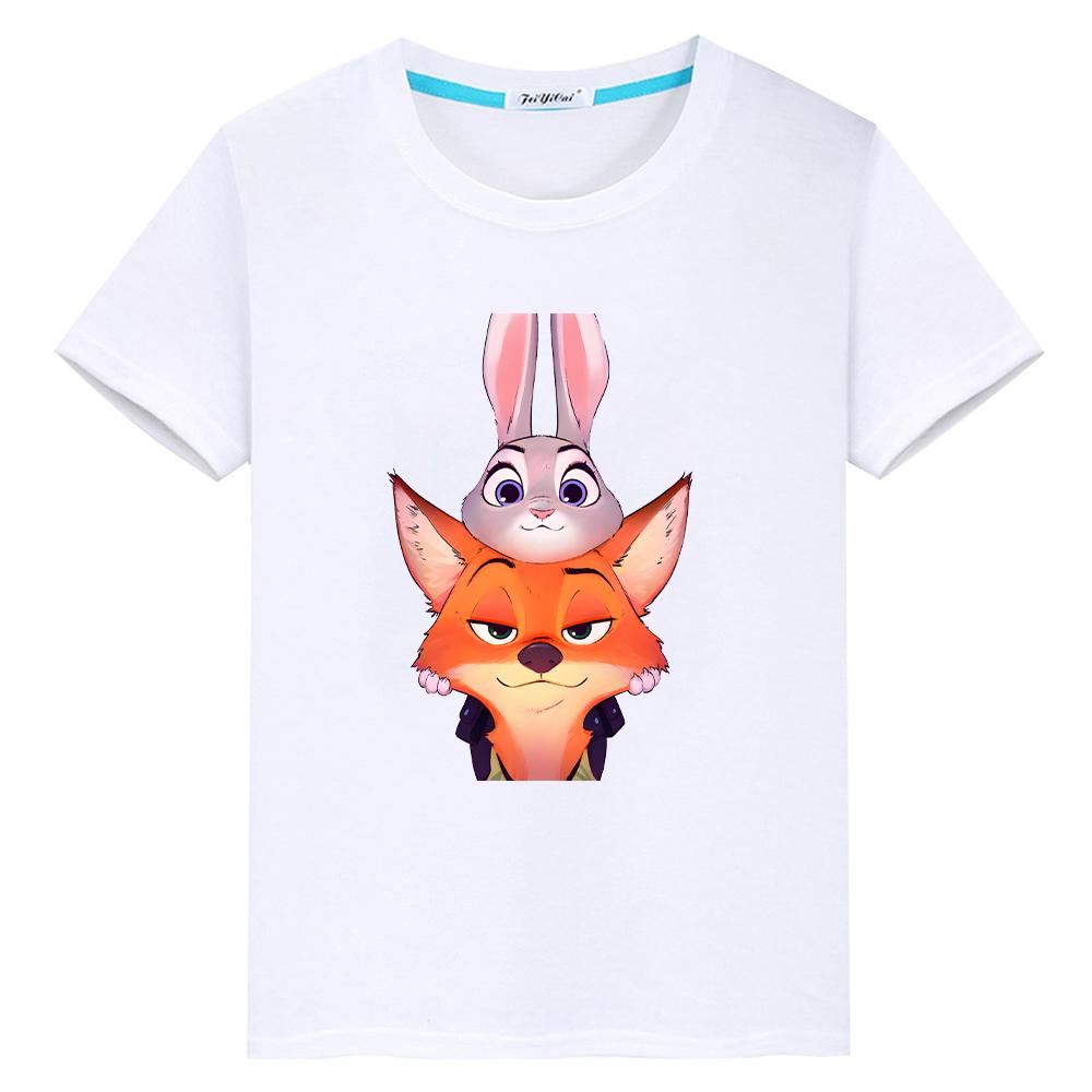 Zootopia 2 Print t shirt for kids boy 10years Tops 100%Cotton anime Short Kawaii pride tshirt y2k one piece girl clothes