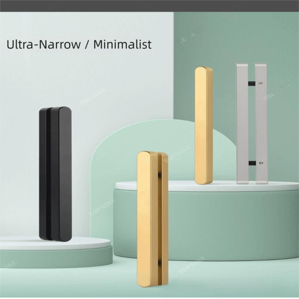 Matte Black Aluminum Alloy Strip Silver Gold Sliding Door Handle Waterproof Strong Adhesive Bathroom Handle Sliding Doors