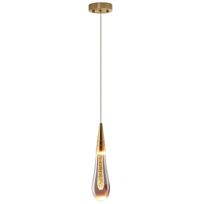 Nordic LED Luxury Crystal Chandeliers Water Drop Lamps Bedroom Bedside Modern Simple Bar Decorative Pendant Lights