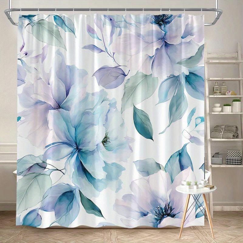 

1-Pack Soft Focus Blue And Lavender Peony Shower Curtain - Polyester Fabric, Machine Washable, Suitable For Bathroom Decor W60H190(CM)-1 Pcs