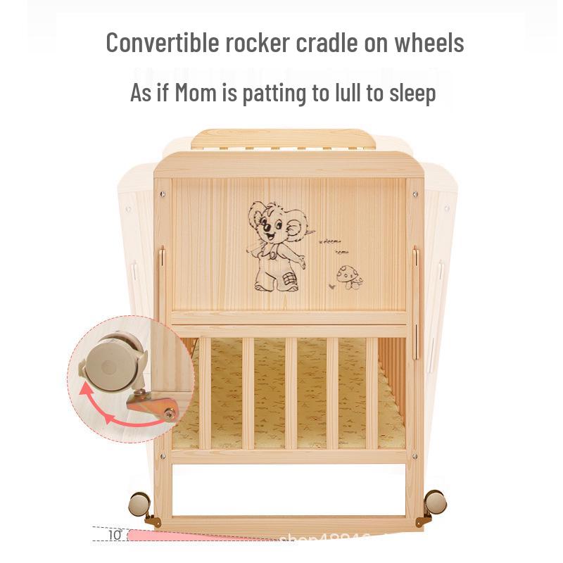 Convertible Crib: Portable, Multi-Functional Solid Wood Baby Bed and Newborn Cradle.