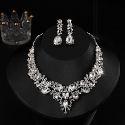 Atmospheric Bridal Necklace Earrings Zircon Wedding Jewelry Set Wedding Dress Evening Dress Accessories Wedding Banquet Jewelry