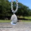Floating Silver Dragon Crystal Natural Stone Crystal Power 553 [Seki-Kira] Pendant, Necklace, 50cm, Men's, Stone,