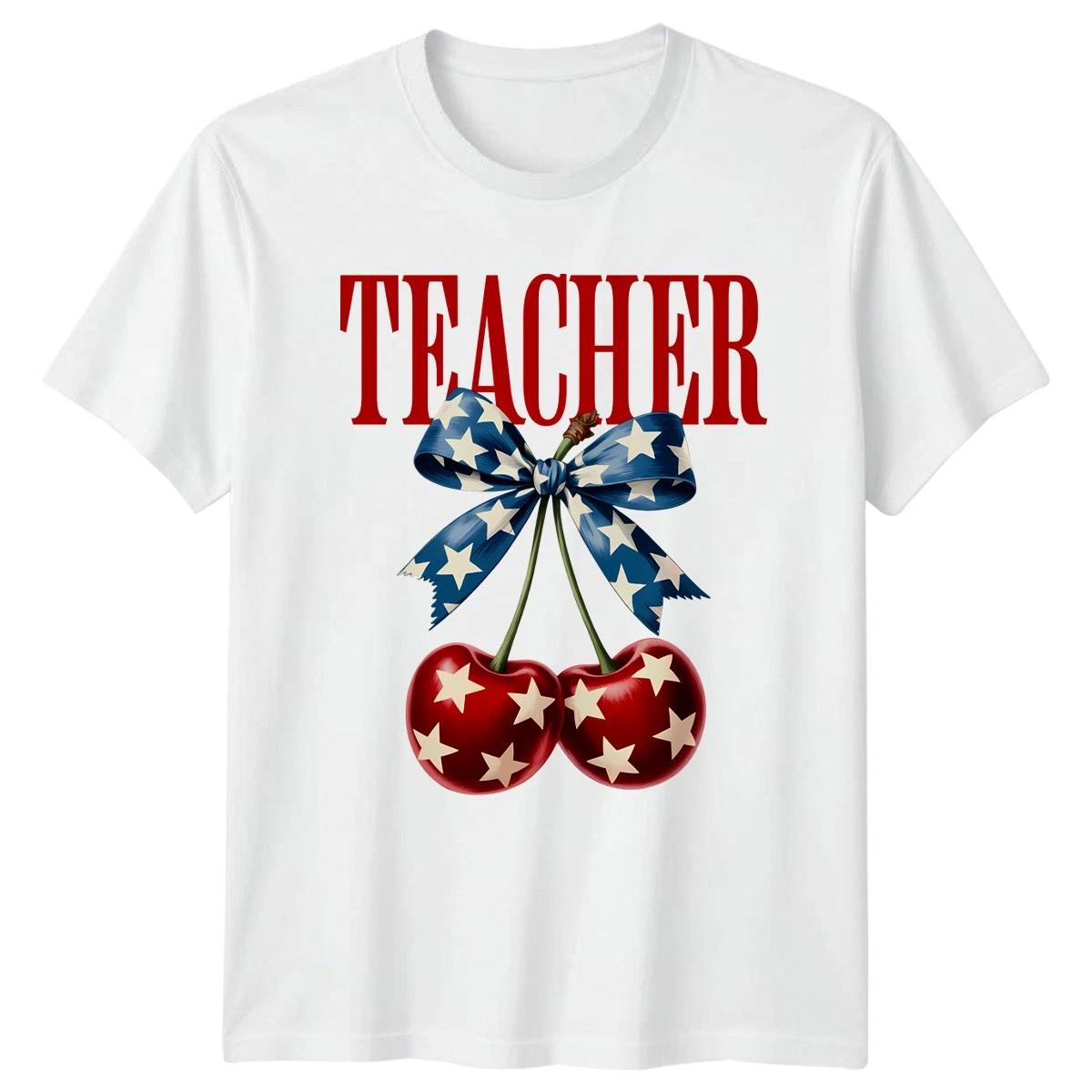 Teacher Patriotic Cherries Professions Men Women Graphic Tee S