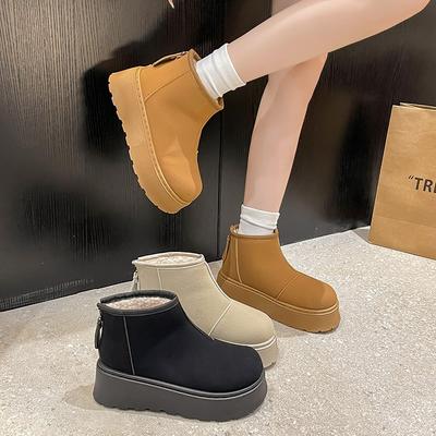 Fashion Warm Platform Snow Boots Women's New Winter Velvet Cotton Shoes Rear Zipper Casual Short Women's Boots