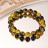 Black and Gold Amber Resin Beaded Bracelet Luxury Fashion Jewelry for Men Women Daily Wear Party Gift