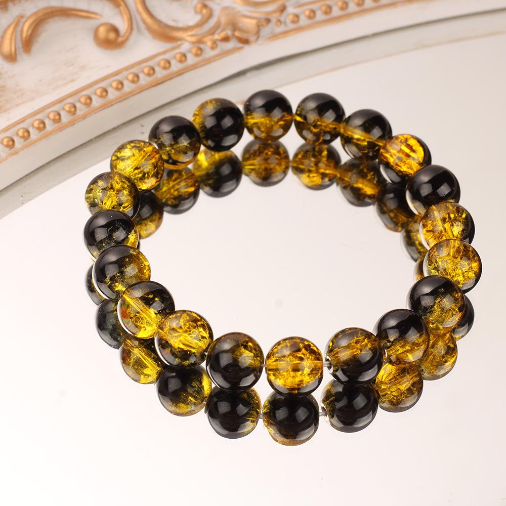 Black and Gold Amber Resin Beaded Bracelet Luxury Fashion Jewelry for Men Women Daily Wear Party Gift