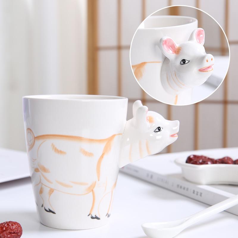 Creative 3D Animal Ceramic Mug Holiday Gift Coffee Mug Cartoon Animal Souvenir Mug Living Room Coffee Table Decorative Ornaments