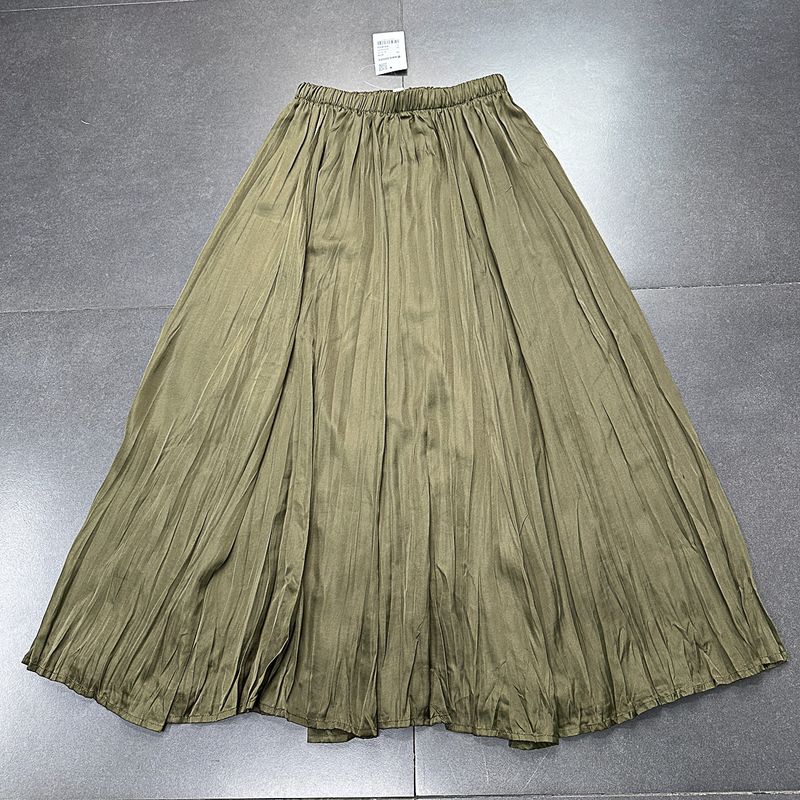 

Южная Корея 8 Seconds Домашняя эластичная талия Плиссированная юбка Армейский зеленый А-силуэт Большой подол Художественная юбка Длинное платье Женщины Лето Army Green overskirt L