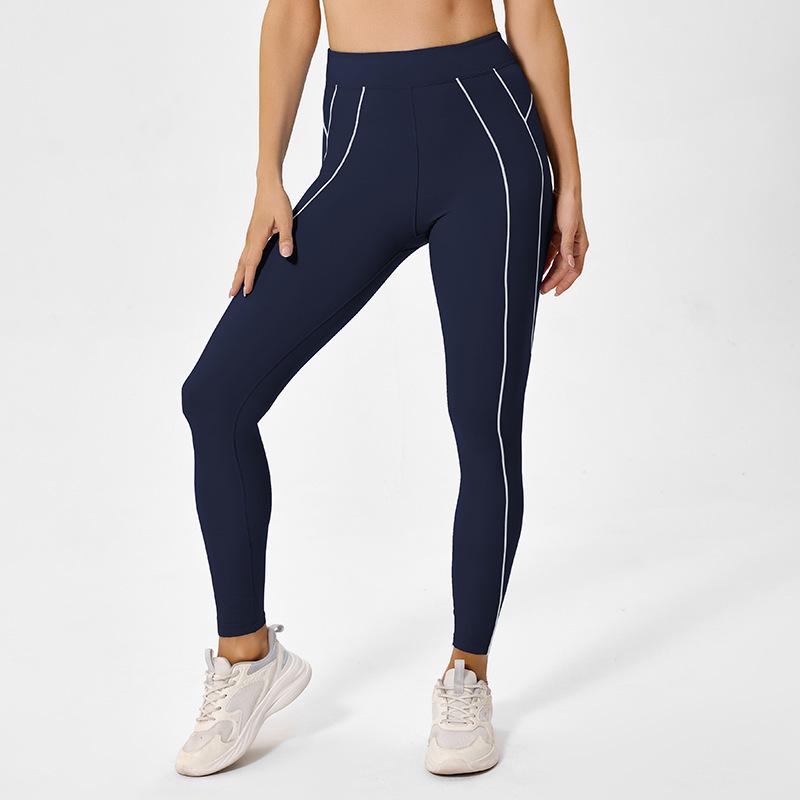 

Jiuyi Штани для йоги з високою посадкою та ефектом підтягування стегон для жінок Extra Large темно-синього кольору