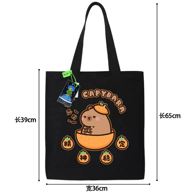 High value kapibara canvas bag anime small fresh ins simple portable handbag