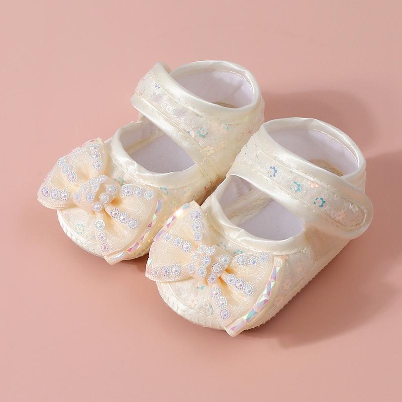 

Infant Baby Girls Flat Non-slip Bow Shoes First Walking Shoes Princess Shoes 13