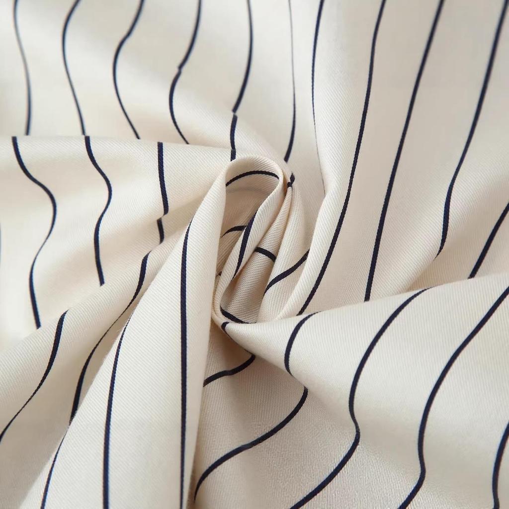 Women's Fashion Striped Fluffy Sleeve Shirt & Pants Set - 2026 Trending Style