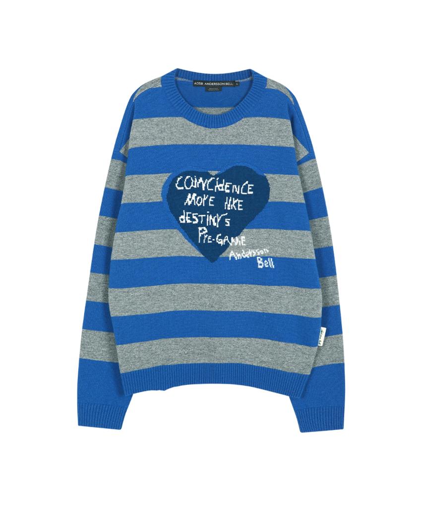 ADSB ANDERSSON BELL 26 Boys Heart Message Crew-Neck Sweater Atb1618M(Blue/Grey)